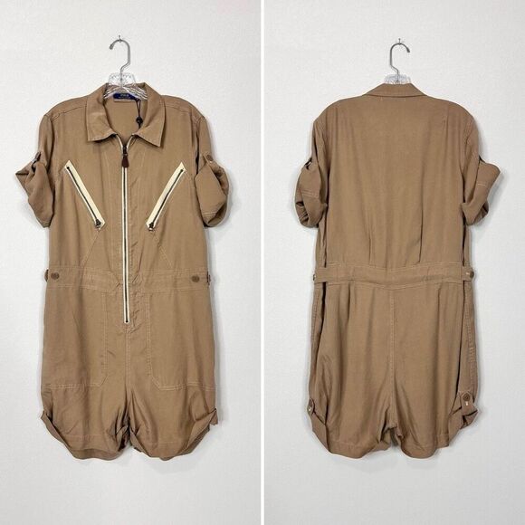 Polo Ralph Lauren 100% Lyocell Utility Romper 12 Tan Romper NWT Summer Casual - Picture 3 of 14
